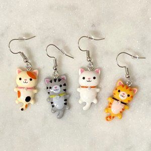 White Cat Earrings